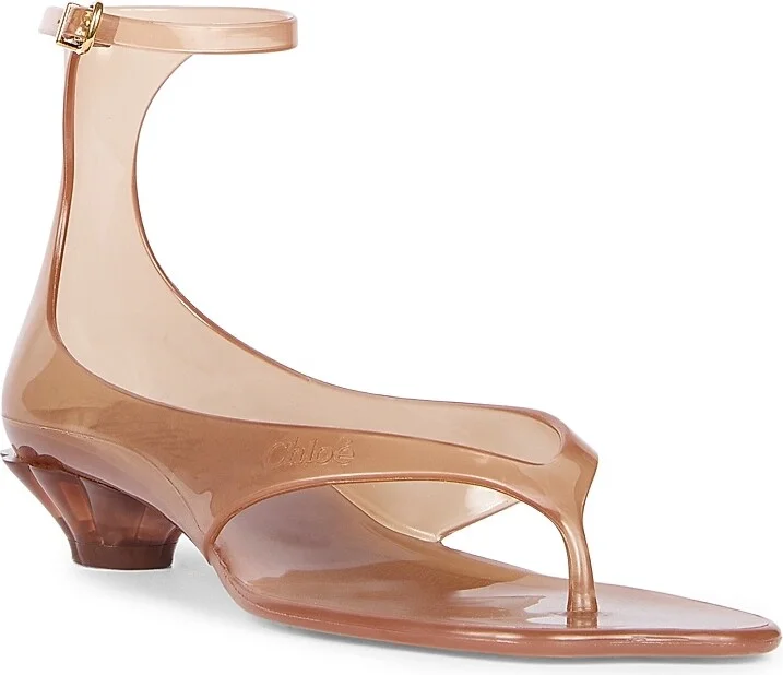 Women's Chloé Jelly Flat Sandals - Sunny Brown - Size 6 - Image 2