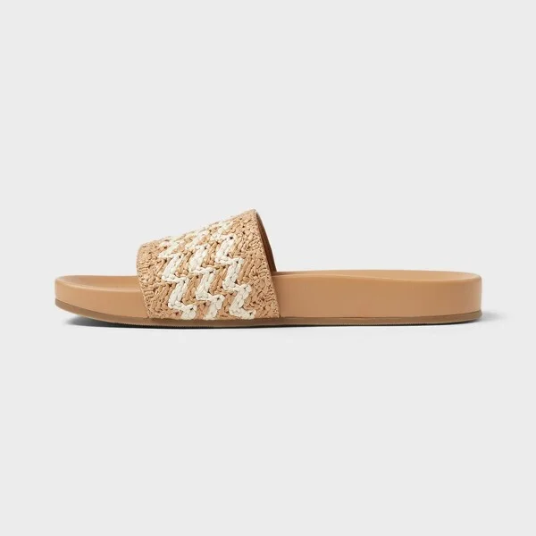 Women's Chloe Raffia Footbed Slide Sandals - Universal Thread™ : Cushioned, Slip-On, Open Toe - Image 3