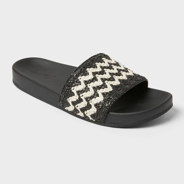 Women's Chloe Raffia Footbed Slide Sandals - Universal Thread™ : Cushioned, Slip-On, Open Toe