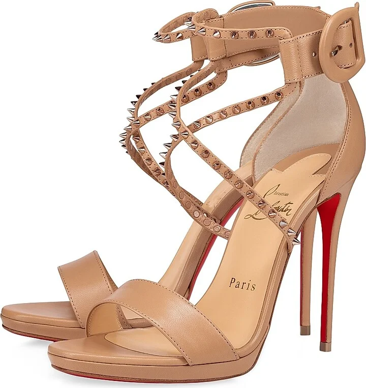 Women's Choca Lux 120MM Leather Sandals - Beige - Size 4 - Image 2