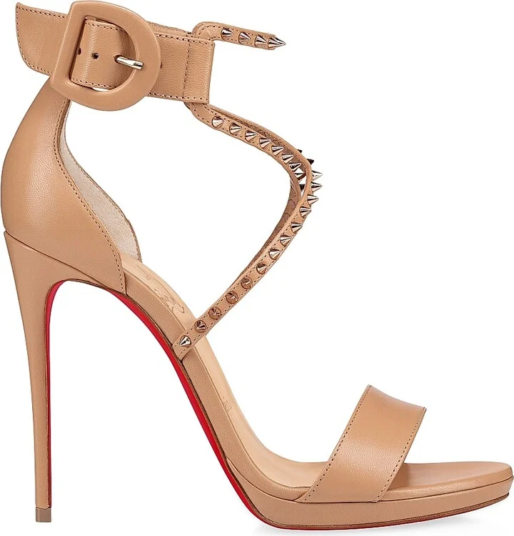 Women's Choca Lux 120MM Leather Sandals - Beige - Size 4