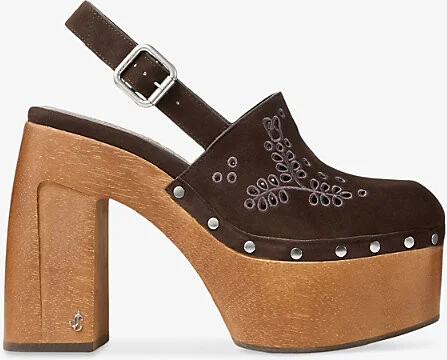 Womens Chocolate Alida Suede Platform Clogs Eur 39 / 6 Uk Women