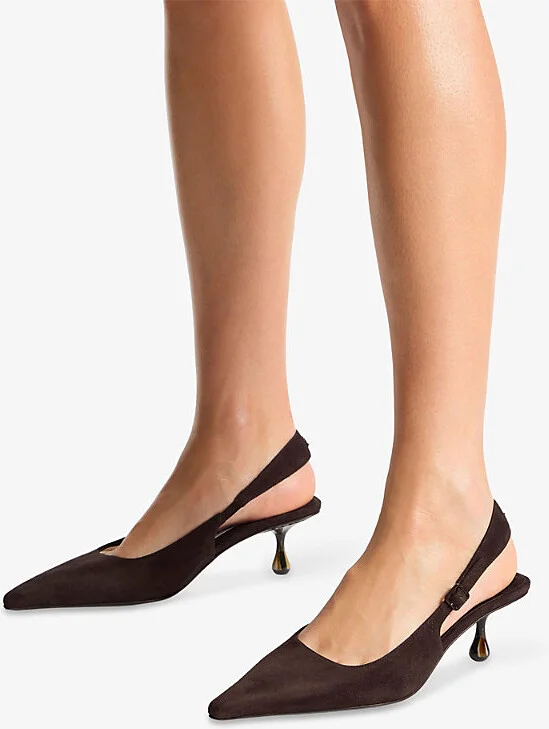 Womens Chocolate Amel 50 Slingback Suede Heeled Courts Eur 38.5 / 5.5 Uk Women - Image 2