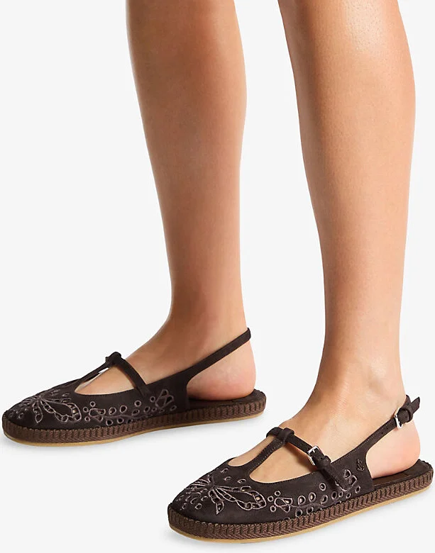 Womens Chocolate Amiee Suede Flat Espadrilles Eur 41 / 8 Uk Women - Image 2
