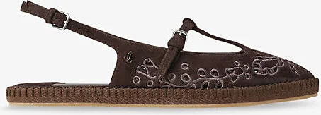 Womens Chocolate Amiee Suede Flat Espadrilles Eur 41 / 8 Uk Women