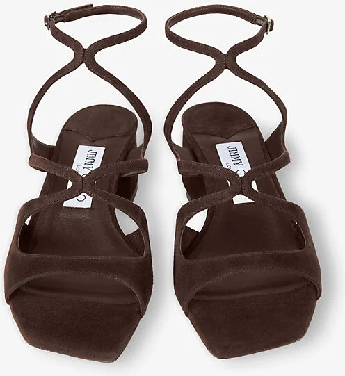 Womens Chocolate Azilia 45 Suede Heeled Sandals Eur 38/5 Uk Women - Image 2