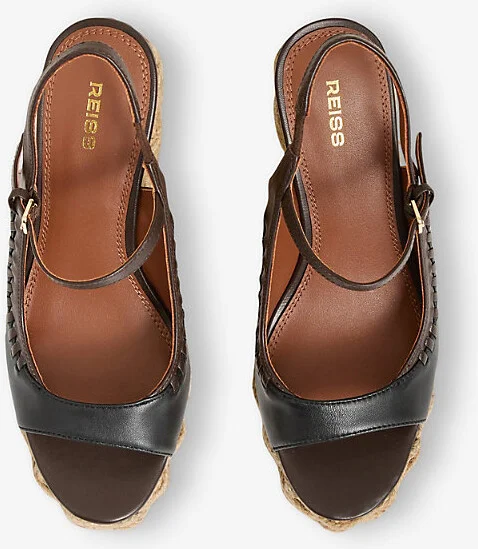 Womens Chocolate Black Camila Leather Wedge Sandals Eur 41 / 8 Uk Women - Image 2