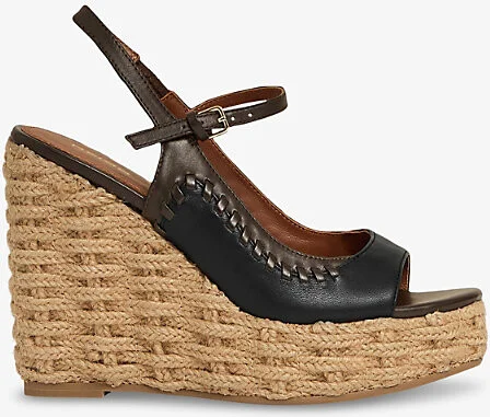 Womens Chocolate Black Camila Leather Wedge Sandals Eur 41 / 8 Uk Women