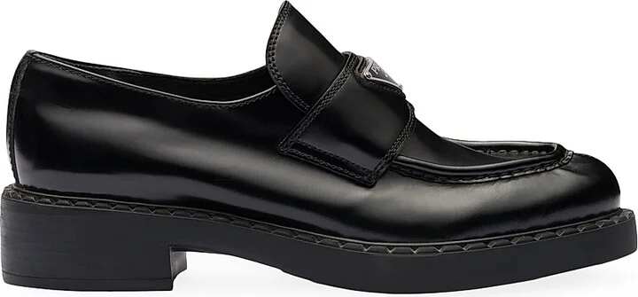 Women's Chocolate Brushed Leather Loafers - Black - Size 6.5
