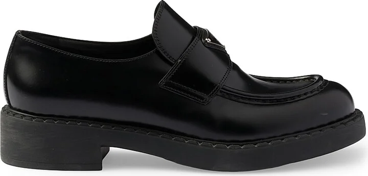 Women's Chocolate Brushed Leather Loafers - Black - Size 6