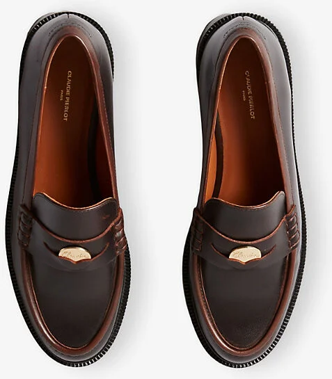 Womens Chocolate Embellished Flat Leather Loafers Eur 41 / 8 Uk Women - Image 2