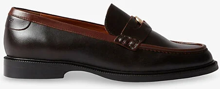Womens Chocolate Embellished Flat Leather Loafers Eur 41 / 8 Uk Women