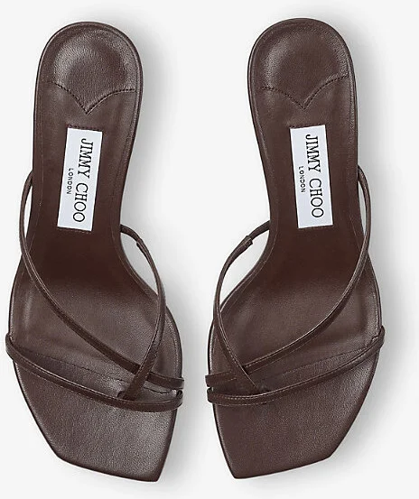 Womens Chocolate Etana 50 Heeled Leather Mules Eur 39.5 / 6.5 Uk Women - Image 2