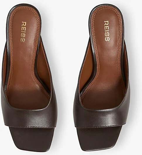 Womens Chocolate Justine Heeled Leather Mules Eur 38/5 Uk Women - Image 2