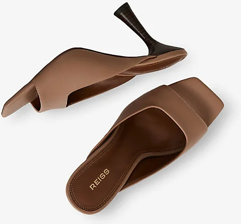 Womens Chocolate Justine Heeled Leather Mules Eur 38/5 Uk Women - Image 3
