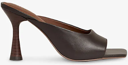 Womens Chocolate Justine Heeled Leather Mules Eur 38/5 Uk Women