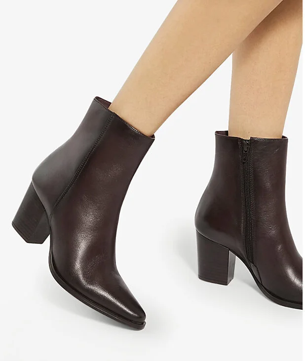 Womens Chocolate Leather Paxten Western Heeled Leather Ankle Boots Eur 36 / 3 Uk Women - Image 2