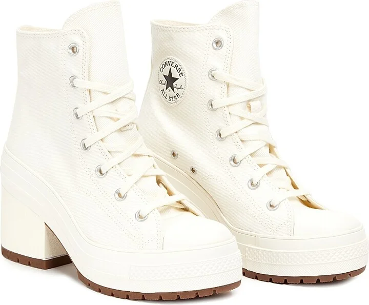 Women's Chuck 70 De Luxe Heel 75MM Canvas Sneakers - Egret Black - Size 3.5 - Image 2