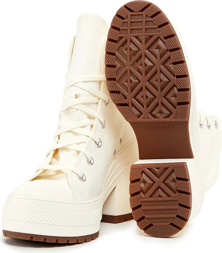 Women's Chuck 70 De Luxe Heel 75MM Canvas Sneakers - Egret Black - Size 3.5 - Image 6