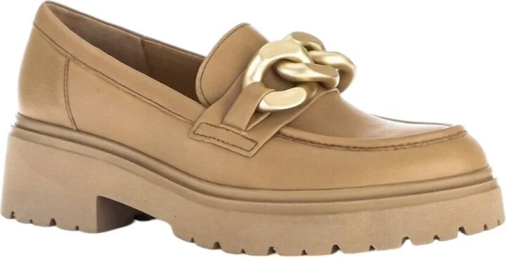 Women's Chunky Loafers In Tan/gold Ornament