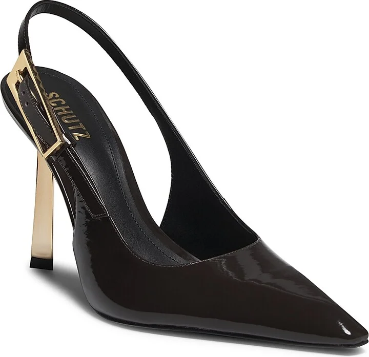 Women's Ciara 100MM Leather Slingback Pumps - Dark Brown - Size 5 - Image 2