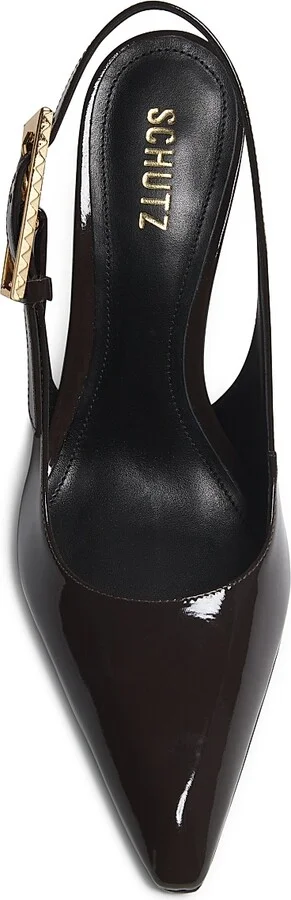 Women's Ciara 100MM Leather Slingback Pumps - Dark Brown - Size 5 - Image 4