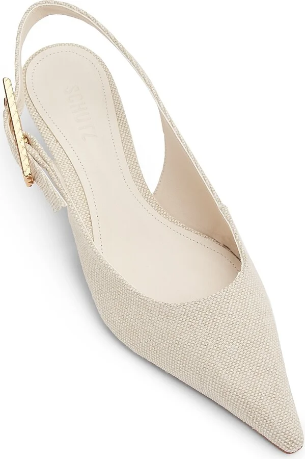 Women's Ciara 50MM Linen Kitten-Heel Pumps - Oyster - Size 7 - Image 4