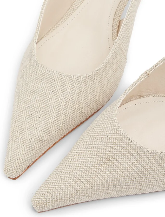 Women's Ciara 50MM Linen Kitten-Heel Pumps - Oyster - Size 7 - Image 6
