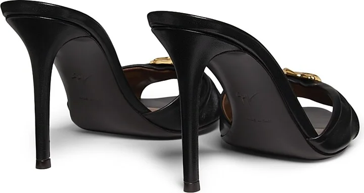 Women's Clandestino 90MM Leather Mules - Nero Oro - Size 6 - Image 3