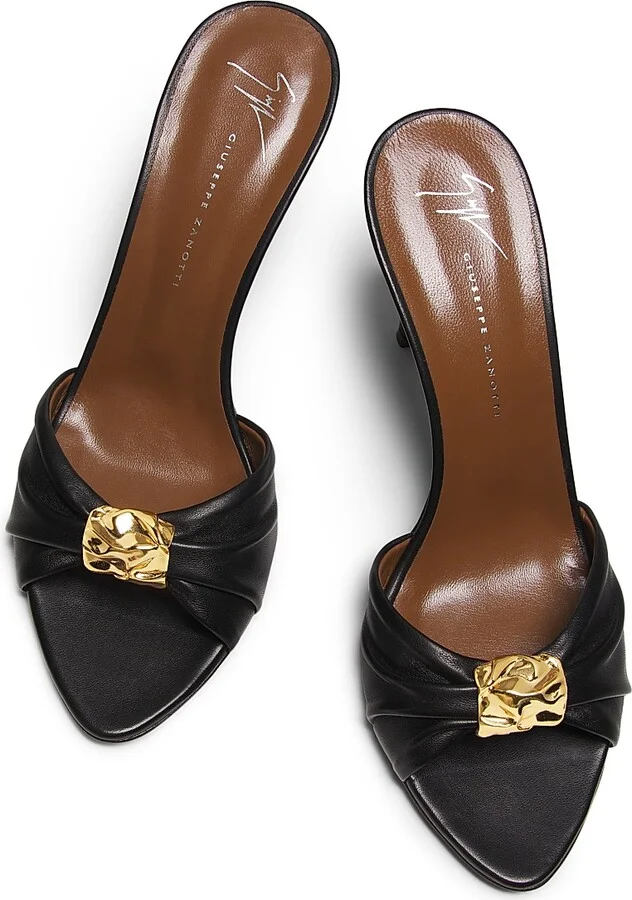 Women's Clandestino 90MM Leather Mules - Nero Oro - Size 6 - Image 4