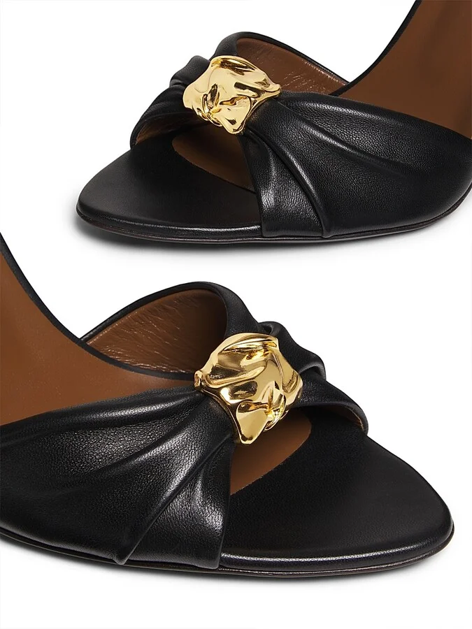 Women's Clandestino 90MM Leather Mules - Nero Oro - Size 6 - Image 5