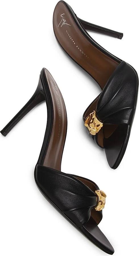 Women's Clandestino 90MM Leather Mules - Nero Oro - Size 6 - Image 6
