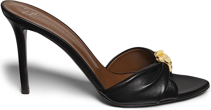 Women's Clandestino 90MM Leather Mules - Nero Oro - Size 6