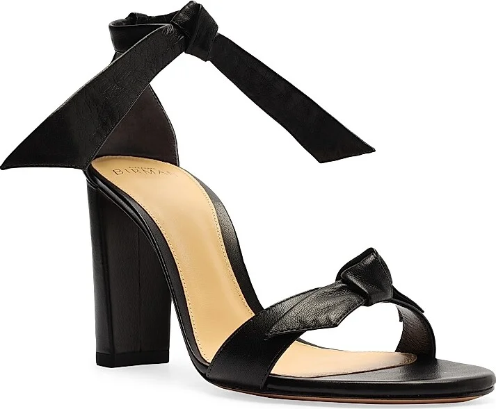 Women's Clarita 90MM Leather Tie Block-Heel Sandals - Black - Size 5.5 - Image 2