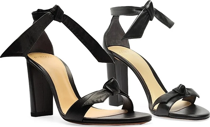 Women's Clarita 90MM Leather Tie Block-Heel Sandals - Black - Size 5.5 - Image 3
