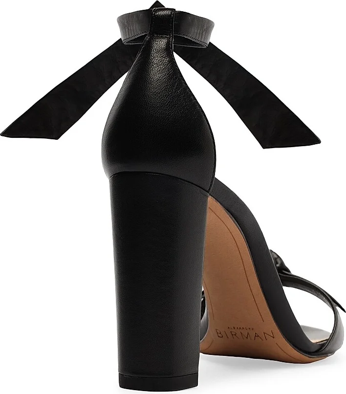 Women's Clarita 90MM Leather Tie Block-Heel Sandals - Black - Size 5.5 - Image 4