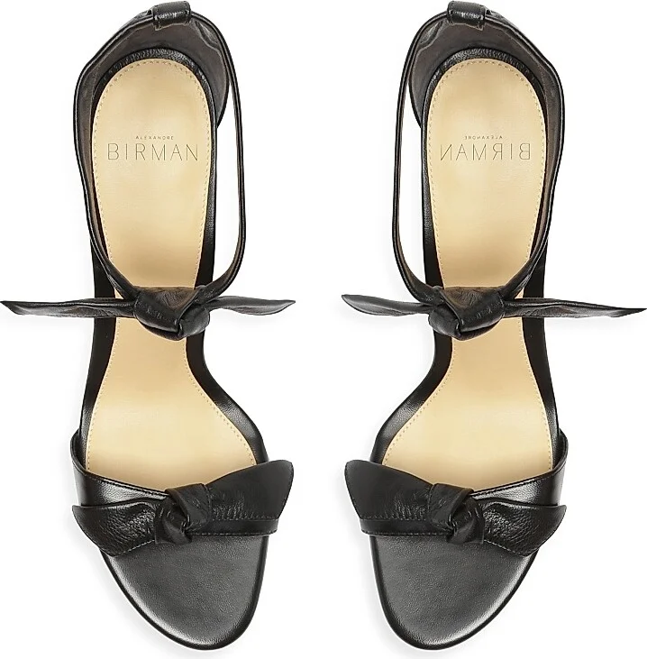 Women's Clarita 90MM Leather Tie Block-Heel Sandals - Black - Size 5.5 - Image 9