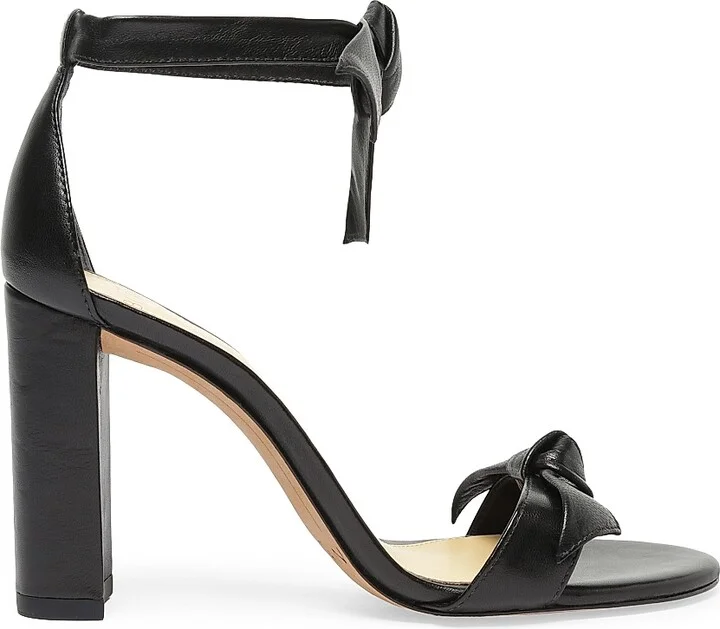 Women's Clarita 90MM Leather Tie Block-Heel Sandals - Black - Size 5.5