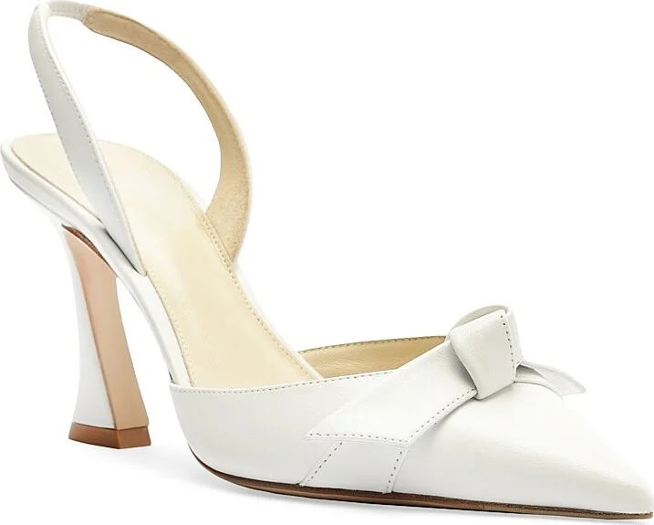 Women's Clarita Bell 85MM Leather Slingback Pumps - White - Size 6 - Image 2