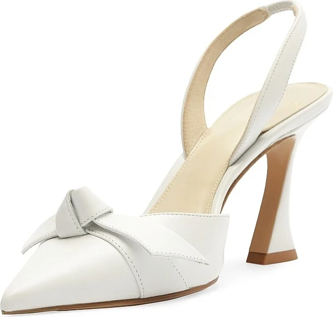 Women's Clarita Bell 85MM Leather Slingback Pumps - White - Size 6 - Image 6