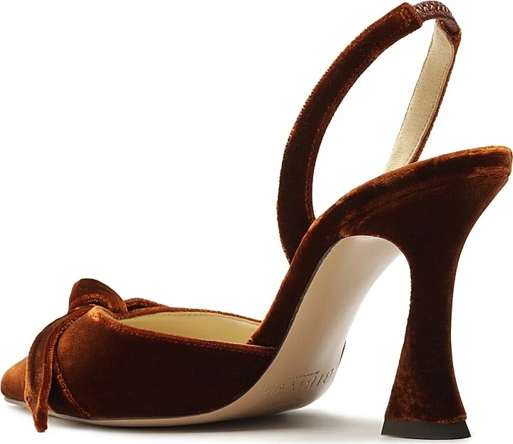Women's Clarita Bell 85MM Velvet Slingback Pumps - Cuoio - Size 6 - Image 8