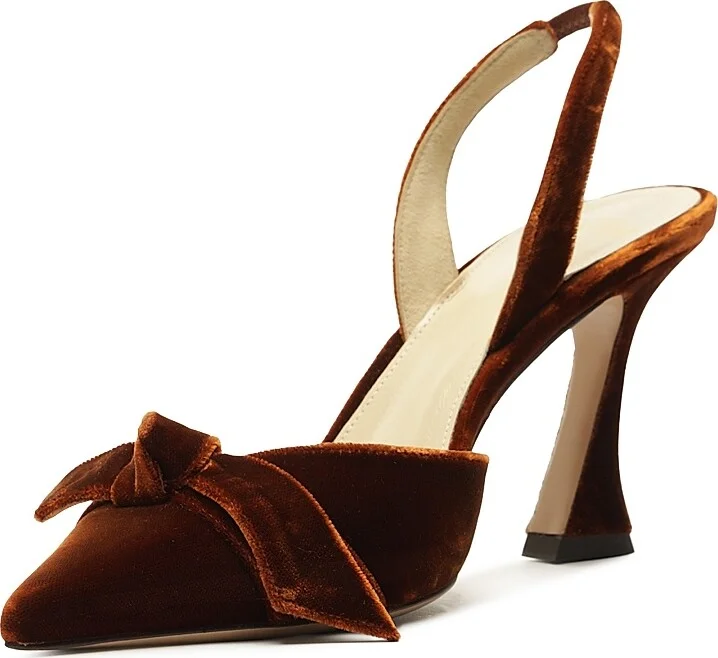 Women's Clarita Bell 85MM Velvet Slingback Pumps - Cuoio - Size 6 - Image 9