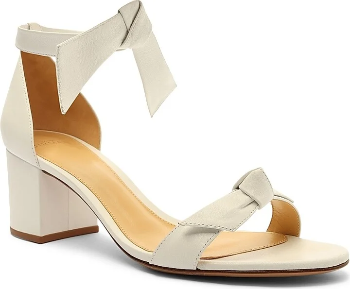 Women's Clarita Block Leather Sandals - White - Size 5 - Image 2