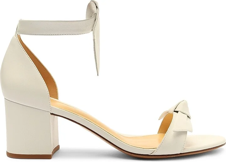 Women's Clarita Block Leather Sandals - White - Size 5