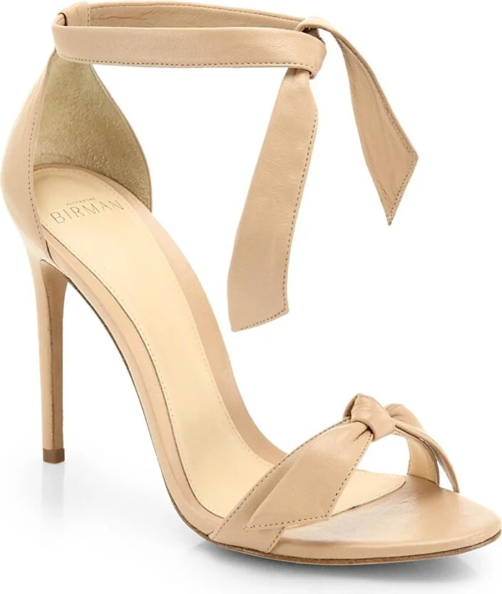 Women's Clarita Bow Leather Sandals - Beige - Size 6.5