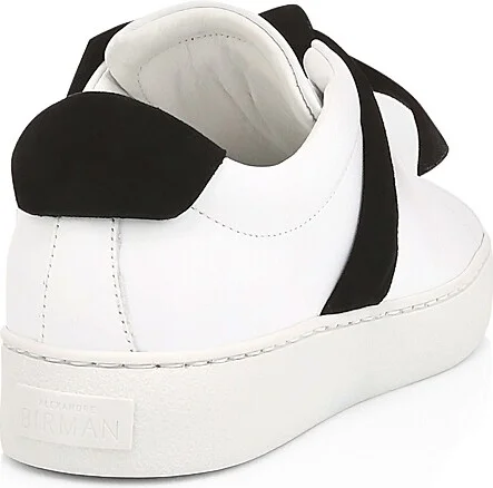 Women's Clarita Bow Leather Sneakers - Black White - Size 5 - Image 3