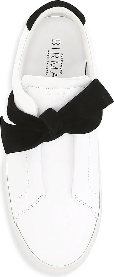 Women's Clarita Bow Leather Sneakers - Black White - Size 5 - Image 5