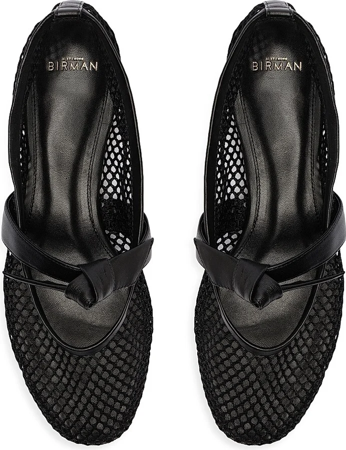 Women's Clarita Fishnet Leather Ballerina Flats - Black - Size 6.5 - Image 4