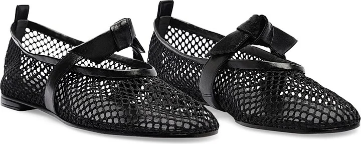 Women's Clarita Fishnet Leather Ballerina Flats - Black - Size 6.5 - Image 7