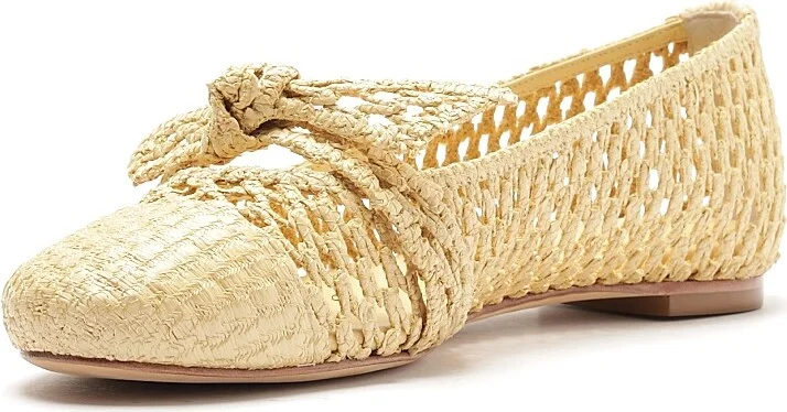 Women's Clarita Knotted Raffia Ballerina Flats - Natural - Size 11 - Image 6